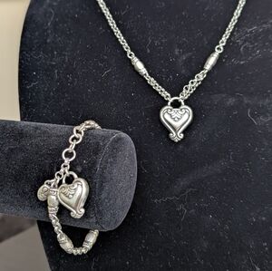 Brighton Silver Heart Necklace and Bracelet Set
